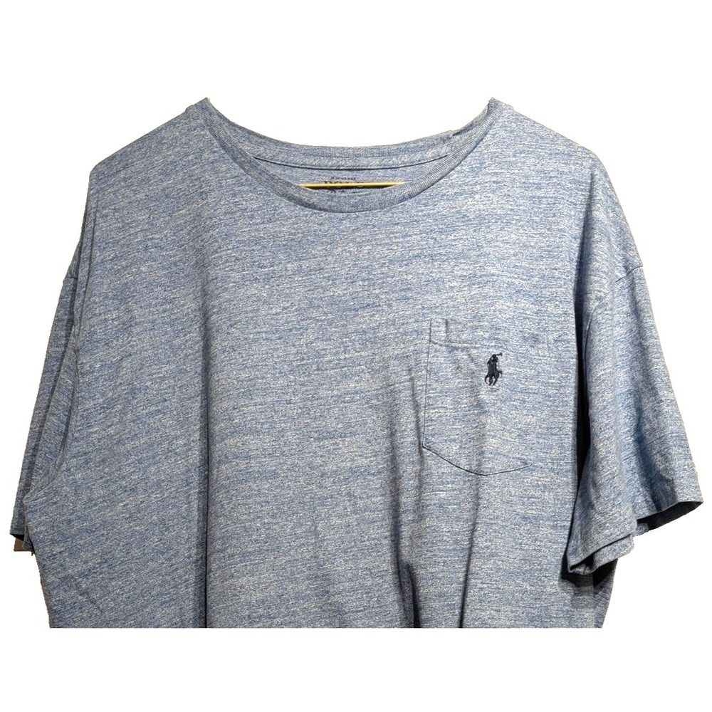 Polo Ralph Lauren Shirt Mens Large Blue Heather Pocket Crewneck Pony Logo Tee
